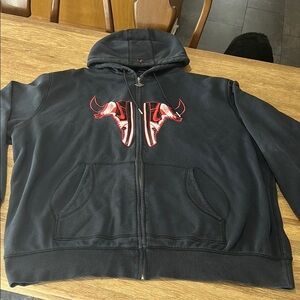 Jordan Black Hoodie with Red Shoe Graphic